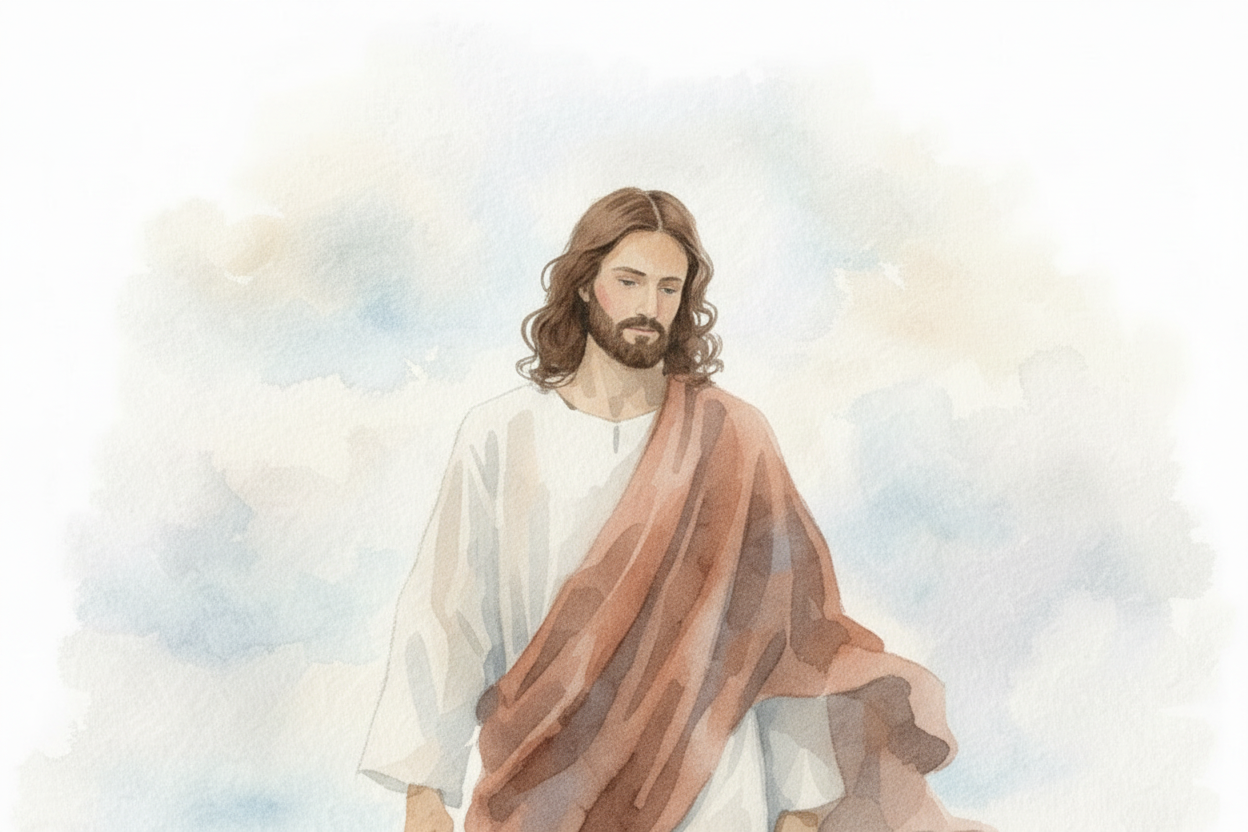 Jesus with full head and sky space - perfect hero crop